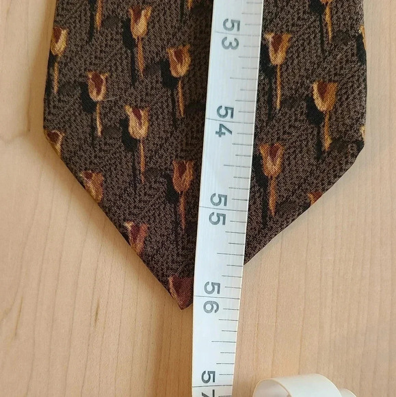 🇮🇹🌷ZEGNA vintage tie, brown, tulips pattern - Picture 12 of 13